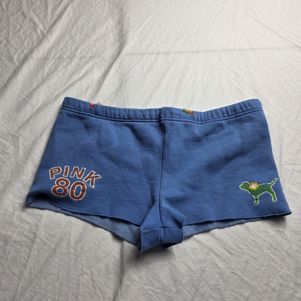 Victoria's Secret Pink women's mini sweat shorts blue y2k 2006 Medium